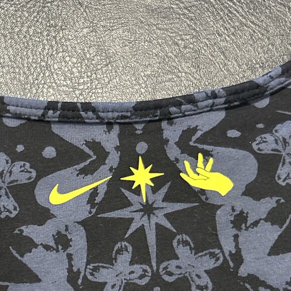 Nike Dress Womens Large Black Gray Floral DM1549-010 Tank Sleeveless Cotton - Picture 2 of 7